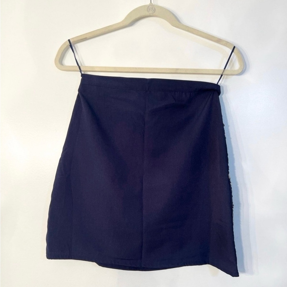 Navy Blue Sequin Skirt - Picture 2 of 5